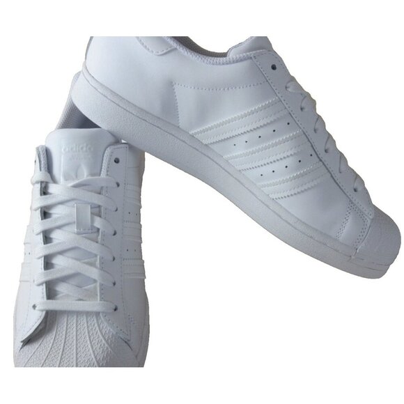 Adidas Originals Men's Superstar Leather Shoes Triple White Shelltoe Size 9 NIB - Picture 4 of 5